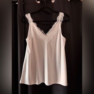 Grace & Lace White Lace-Trimmed Top
